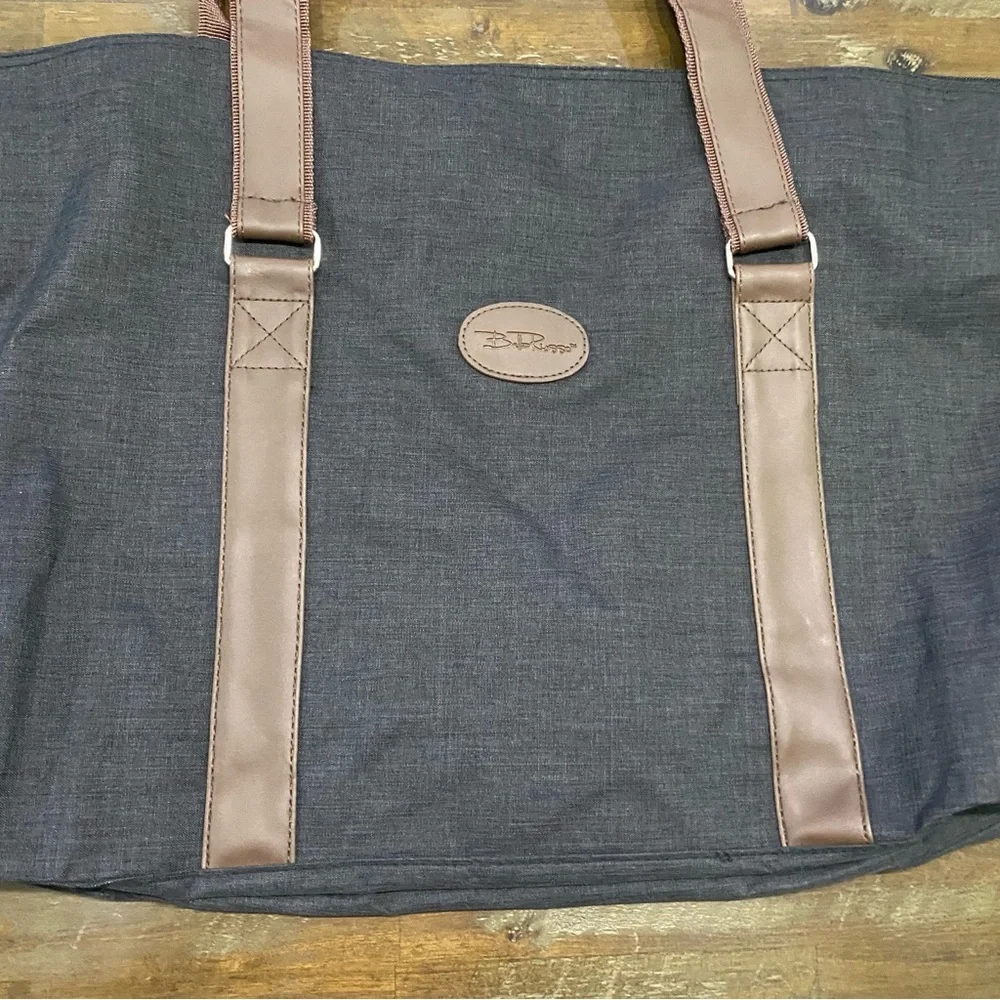 Bella Russo unisex large messenger / duffel bag for carryon gray with tan trim